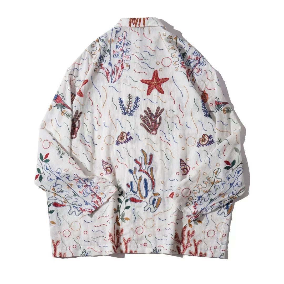 Island Breeze Embroidered Linen Shirt