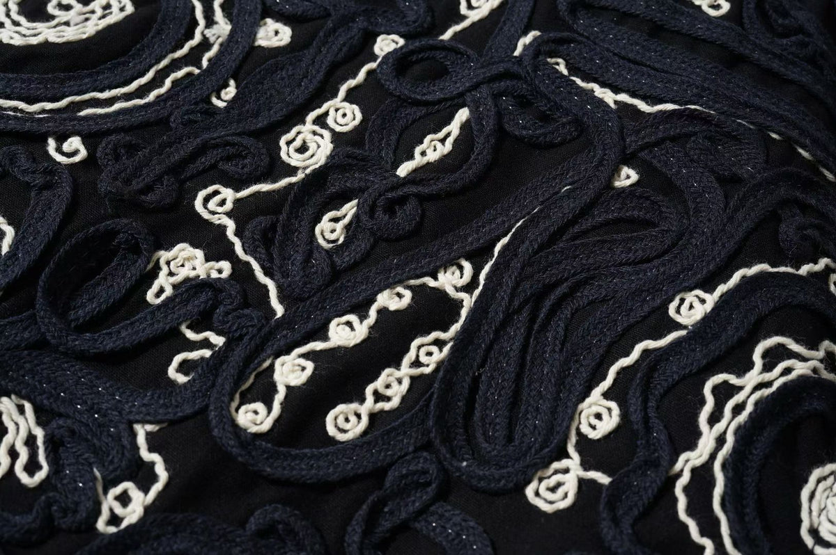 Navy Cord Embroidered  Bomber