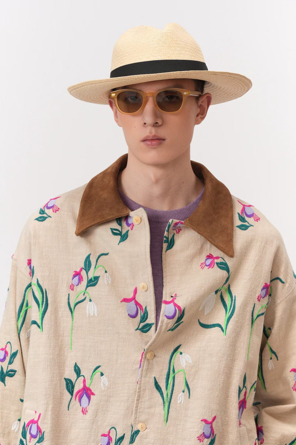 Suede Contrast Collar Coat