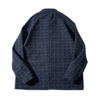 Navy Kasuri-Style Textured Coat
