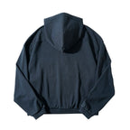 Cropped Zip-Up Hoodie with Scattered Mandala Embroidery