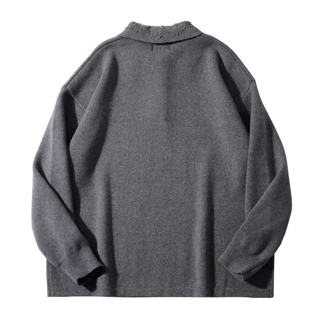 Knit Polo Sweater with Embroidered Collar
