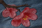 Cherry Blossom Embroidered Wide-Leg Jeans – Floral Branch Baggy Denim Pants