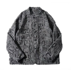 Textured Raw-Edge Jacquard Collarless Jacket – Distressed Fringe Detail Coat