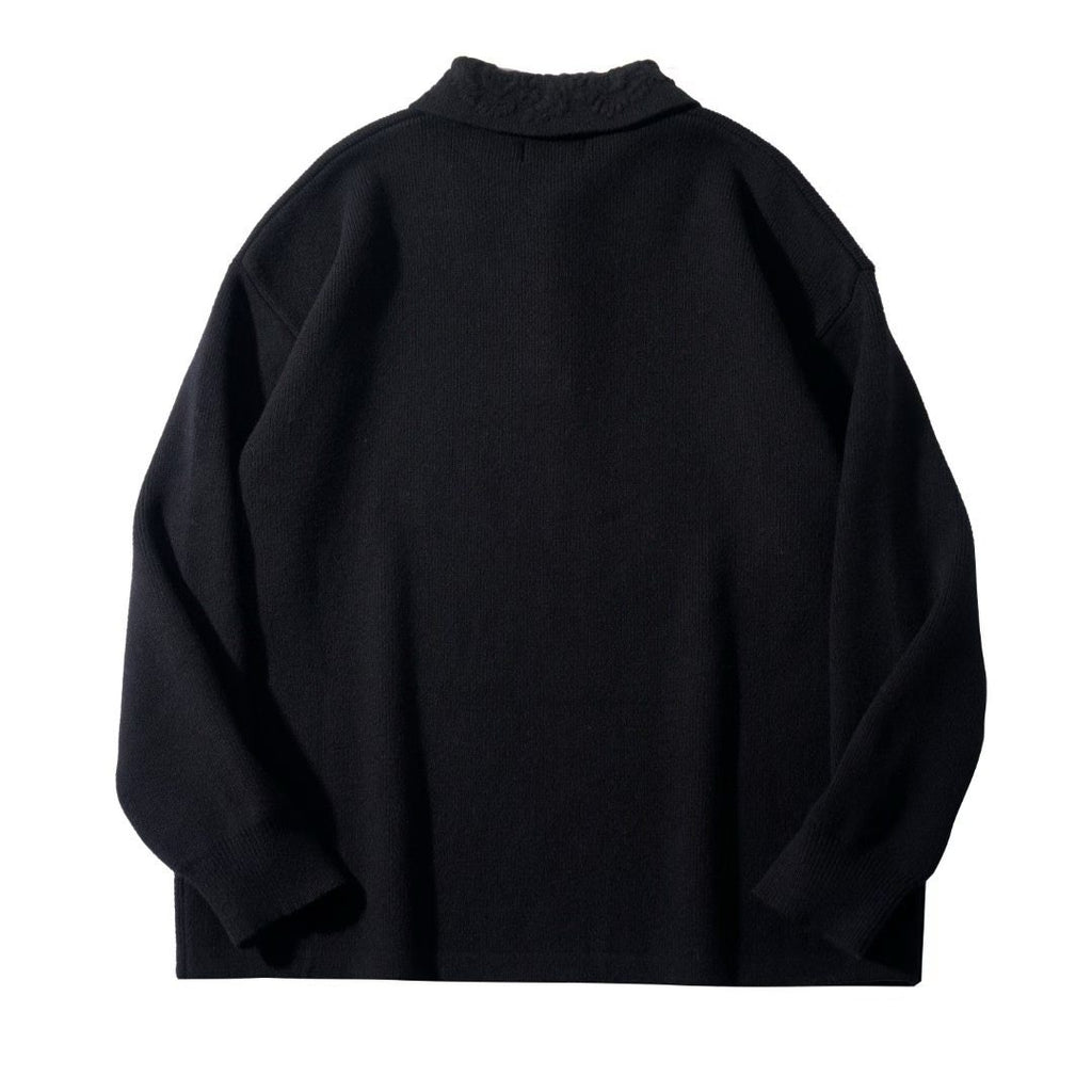 Knit Polo Sweater with Embroidered Collar