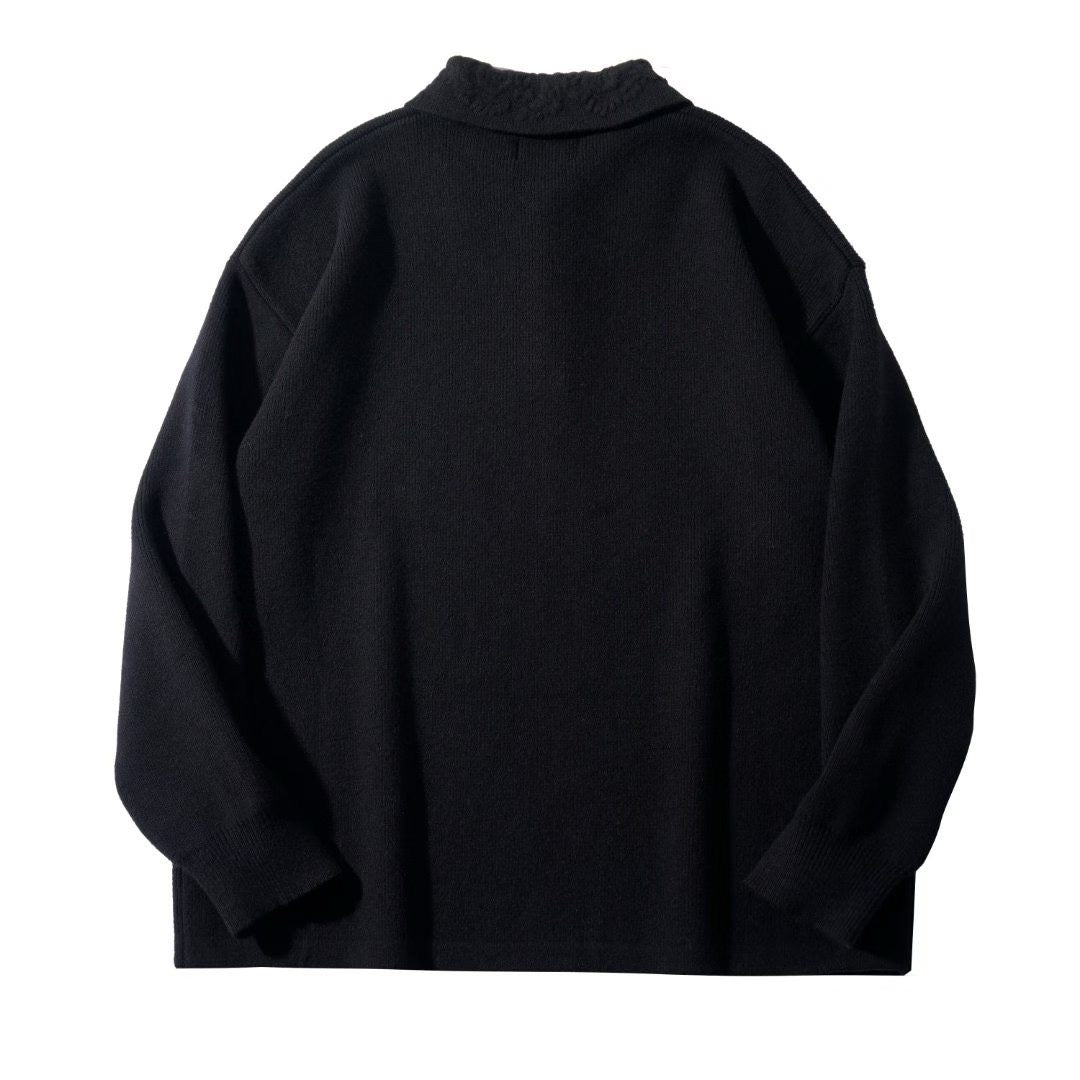 Knit Polo Sweater with Embroidered Collar