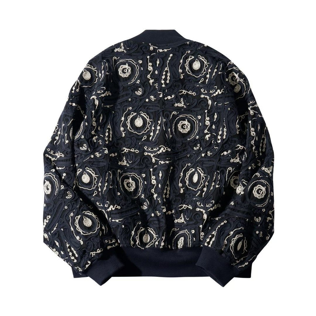 Navy Cord Embroidered  Bomber