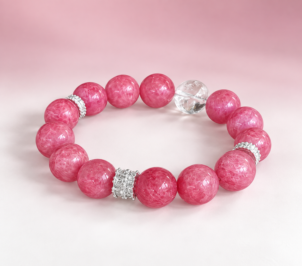 Raspberry Radiance Beaded Bracelet