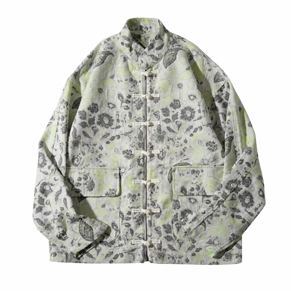 Jade Mist Floral Jacquard Jacket