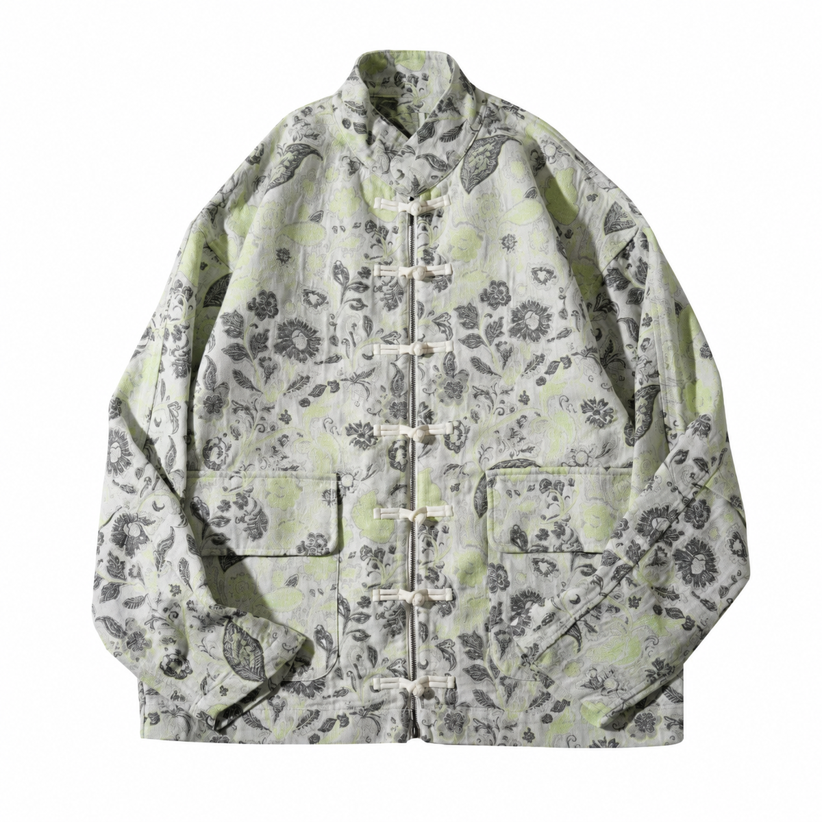 Jade Mist Floral Jacquard Jacket