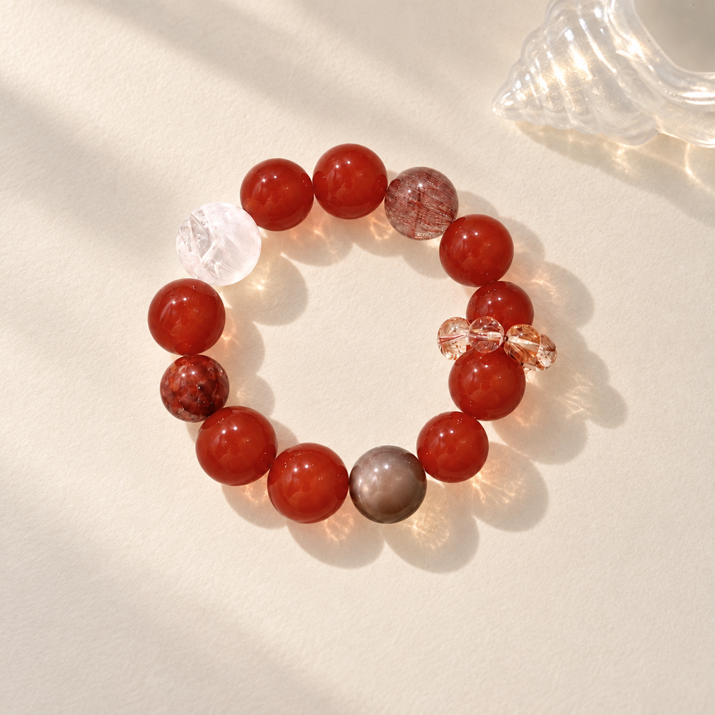 Scarlet Ember Beaded Bracelet