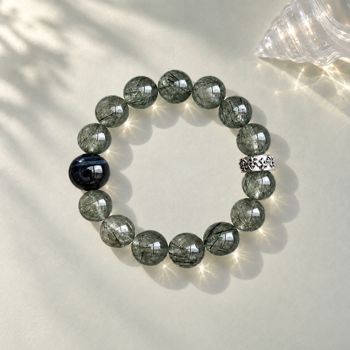 Evergreen Night Beaded Bracelet