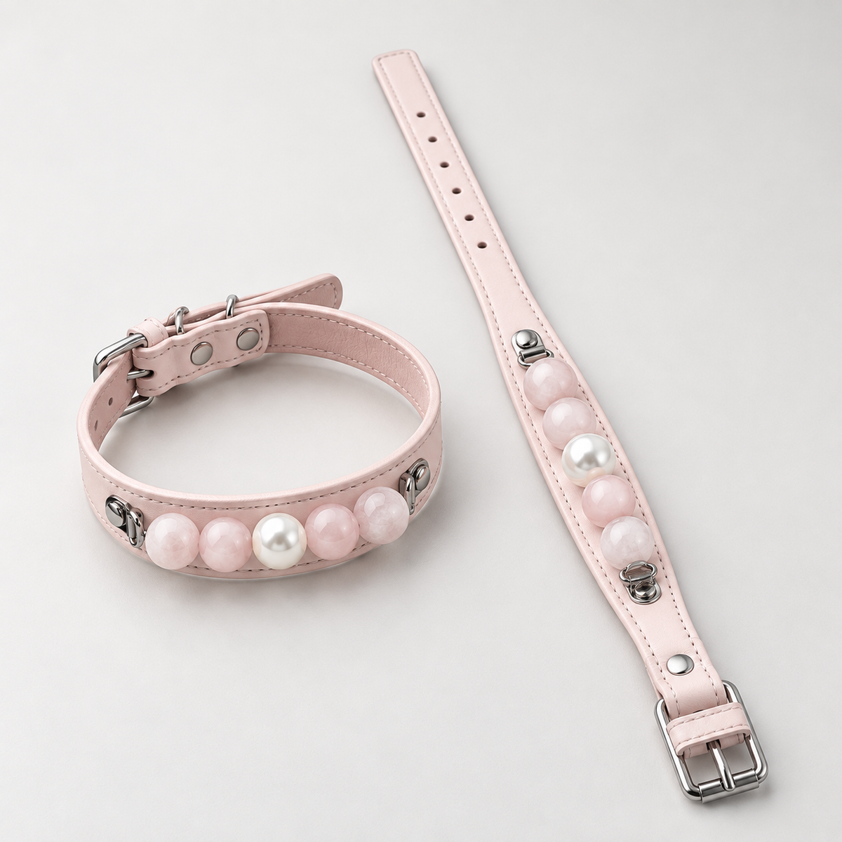 Blush Pearl Crystal Dog Collar