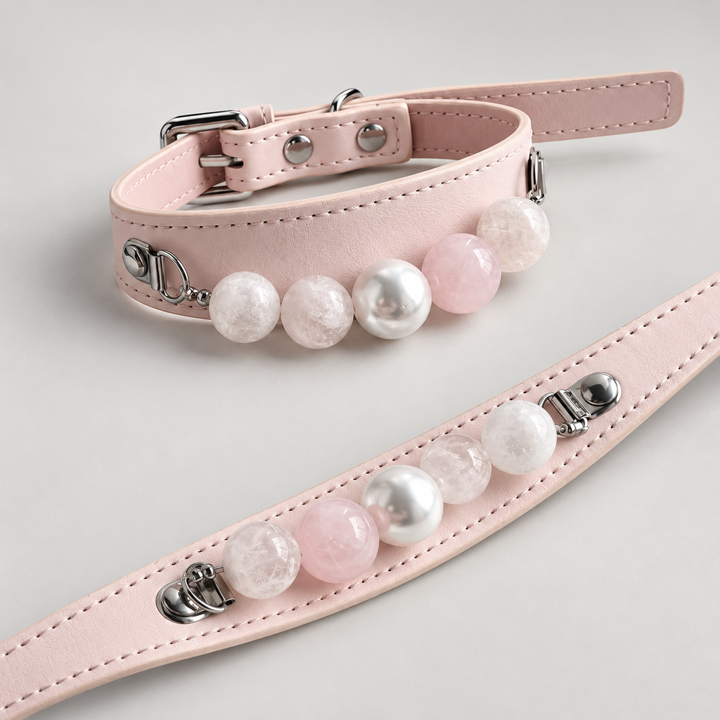 Blush Pearl Crystal Dog Collar