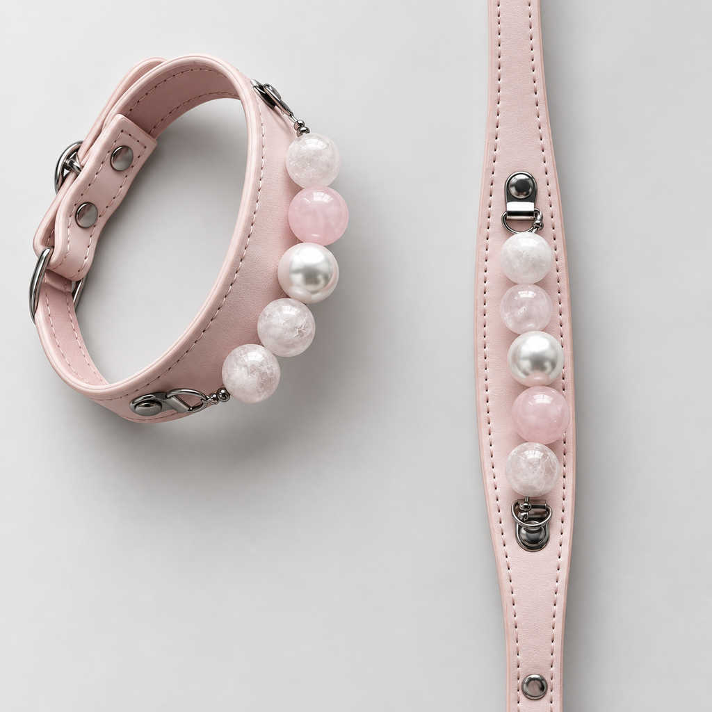 Blush Pearl Crystal Dog Collar