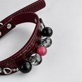 Burgundy Croc-Texture Crystal Dog Collar