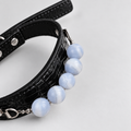 Noir Croc-Texture Crystal Dog Collar
