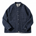 Navy Kasuri-Style Textured Coat