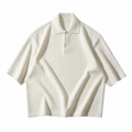 Textured Knit Polo Short-Sleeve Sweater