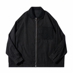 Zip-Up Jacket with Crochet Collar & Pocket