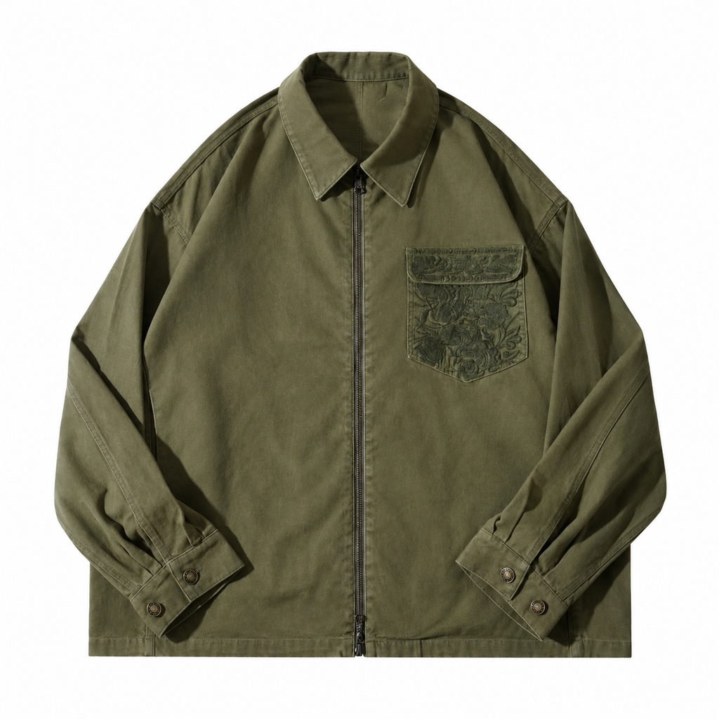 Garment-Dyed Cotton Twill Chore Jacket