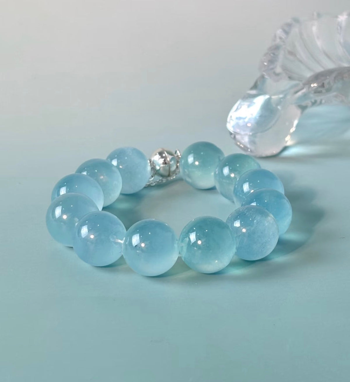 Ocean Glow Aquamarine Bubble Bead Bracelet