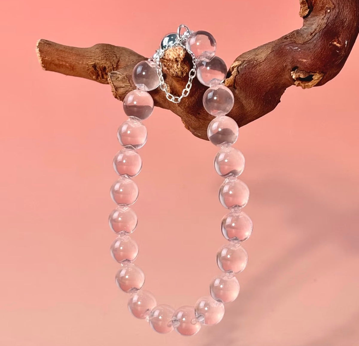 Blush Glow Rose Quartz Bubble Bead Bracelet