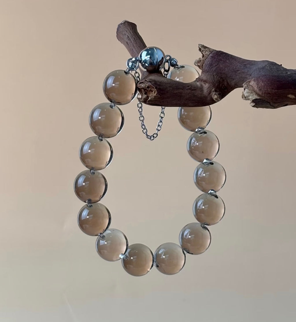 Smoky Veil Smoky Quartz Bubble Bead Bracelet