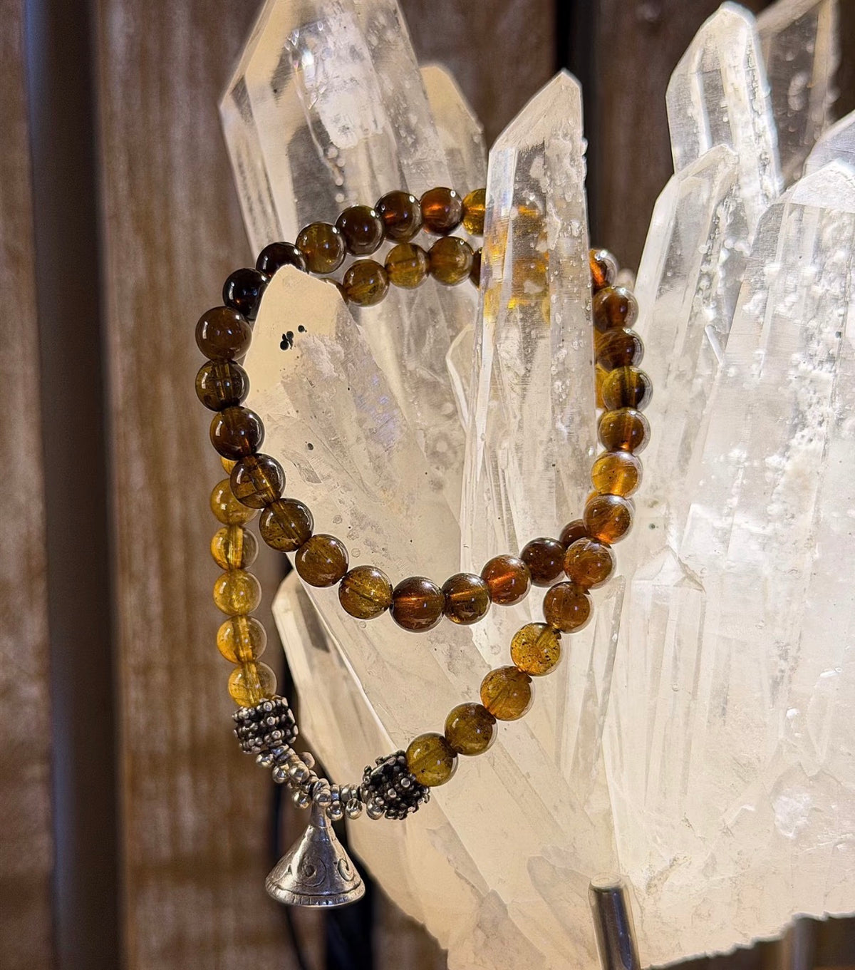 Top Grade Natural Citrine Bracelet with Tibetan Silver Bell Charm
