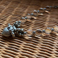Clear Quartz Pumpkin Bead Bracelet with Tribal Silver Charm