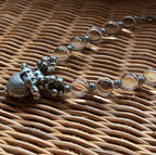 Clear Quartz Pumpkin Bead Bracelet with Tribal Silver Charm