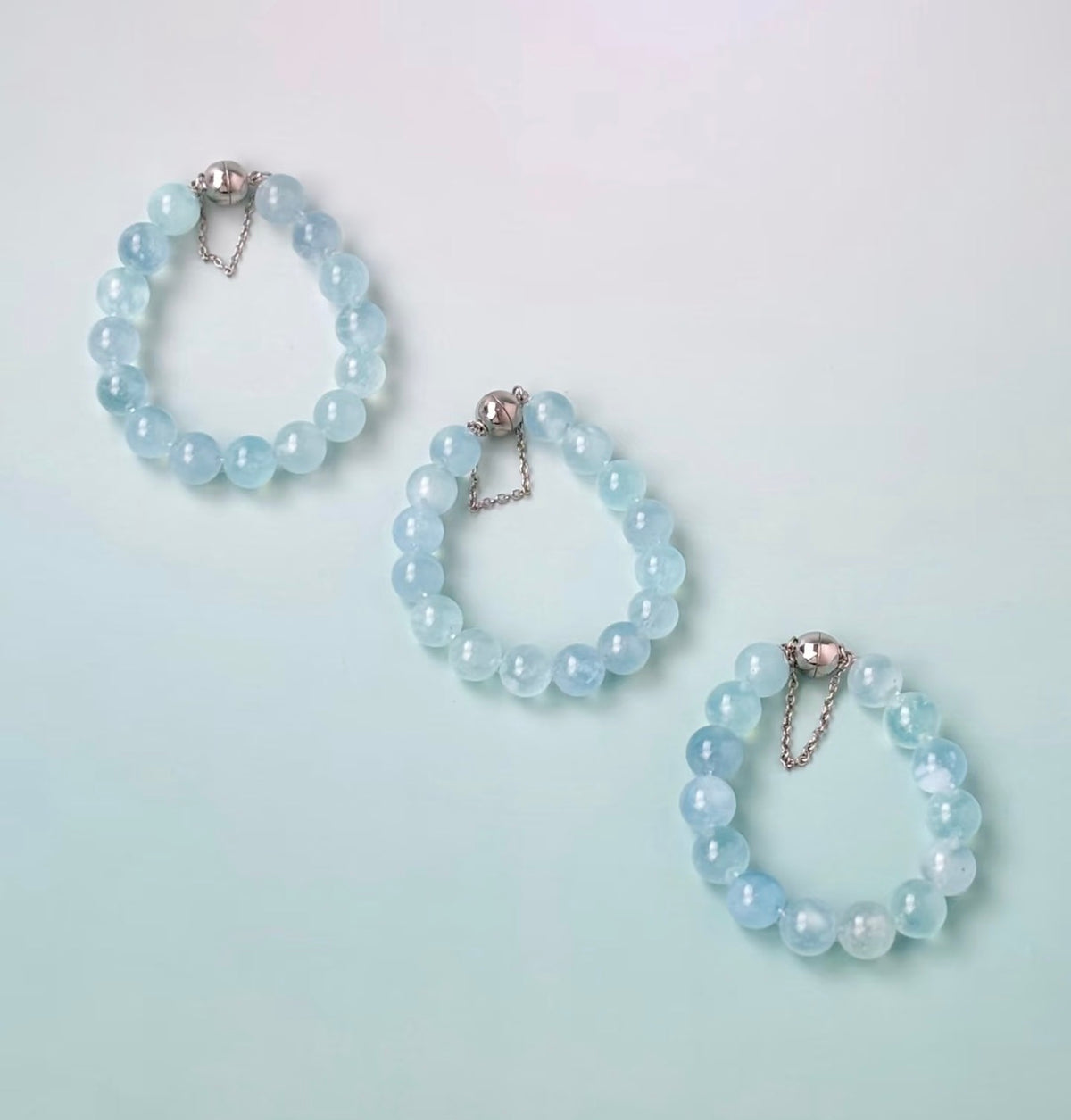 Ocean Glow Aquamarine Bubble Bead Bracelet