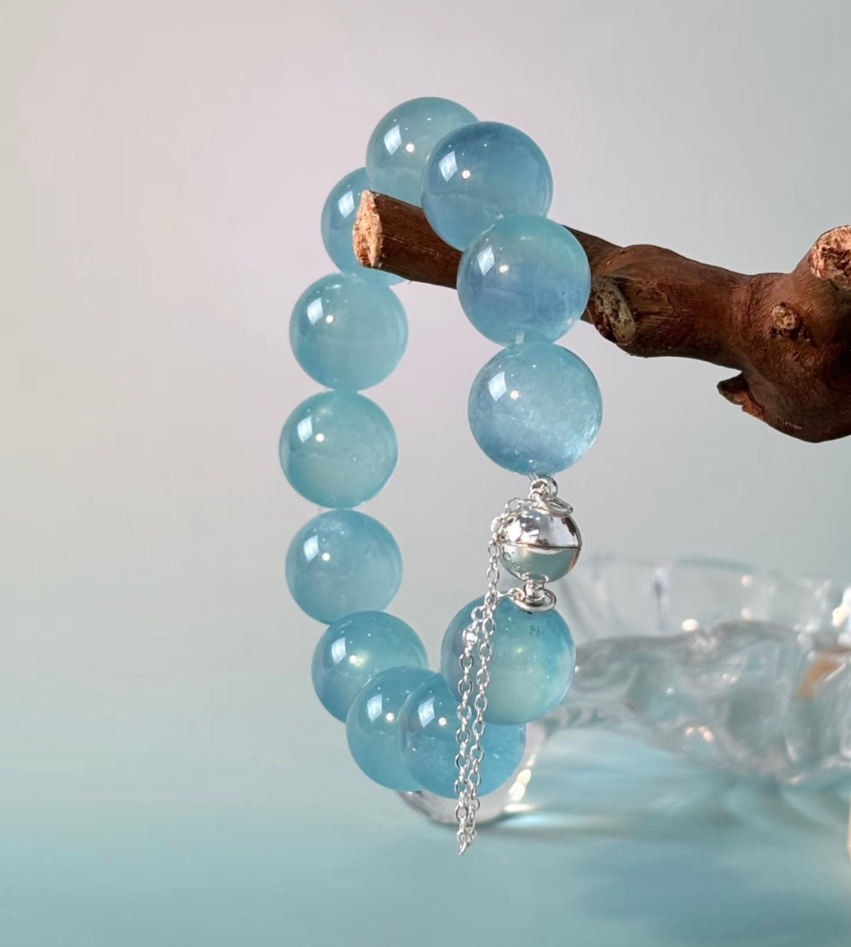 Ocean Glow Aquamarine Bubble Bead Bracelet
