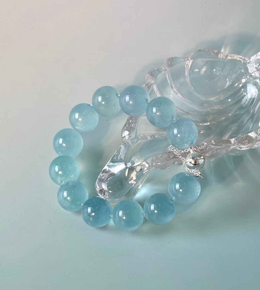 Ocean Glow Aquamarine Bubble Bead Bracelet