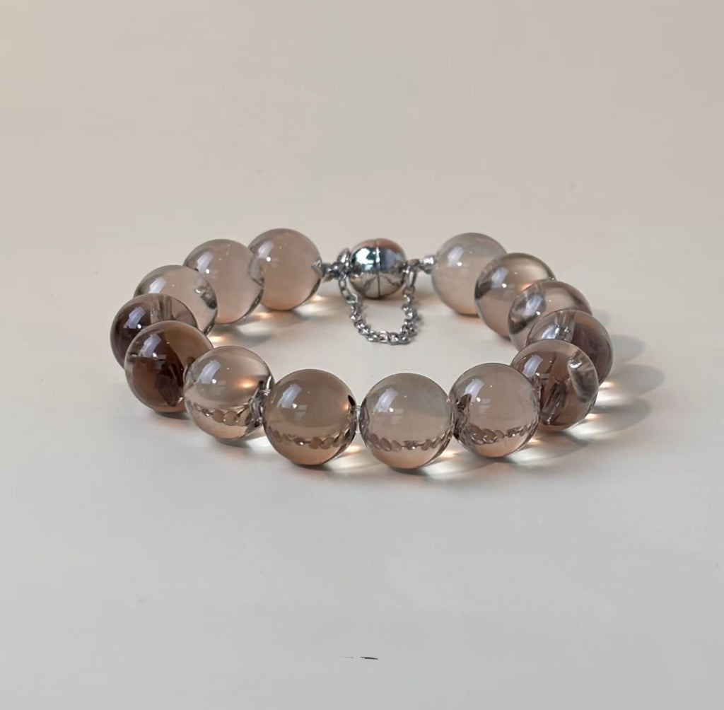 Smoky Veil Smoky Quartz Bubble Bead Bracelet