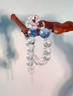 Clear Quartz &amp; Aquamarine Bubble Bead Bracelet