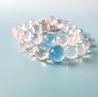 Clear Quartz &amp; Aquamarine Bubble Bead Bracelet