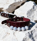 Burgundy Croc-Texture Crystal Dog Collar
