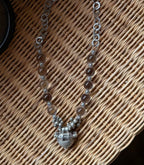 Clear Quartz Pumpkin Bead Bracelet with Tribal Silver Charm