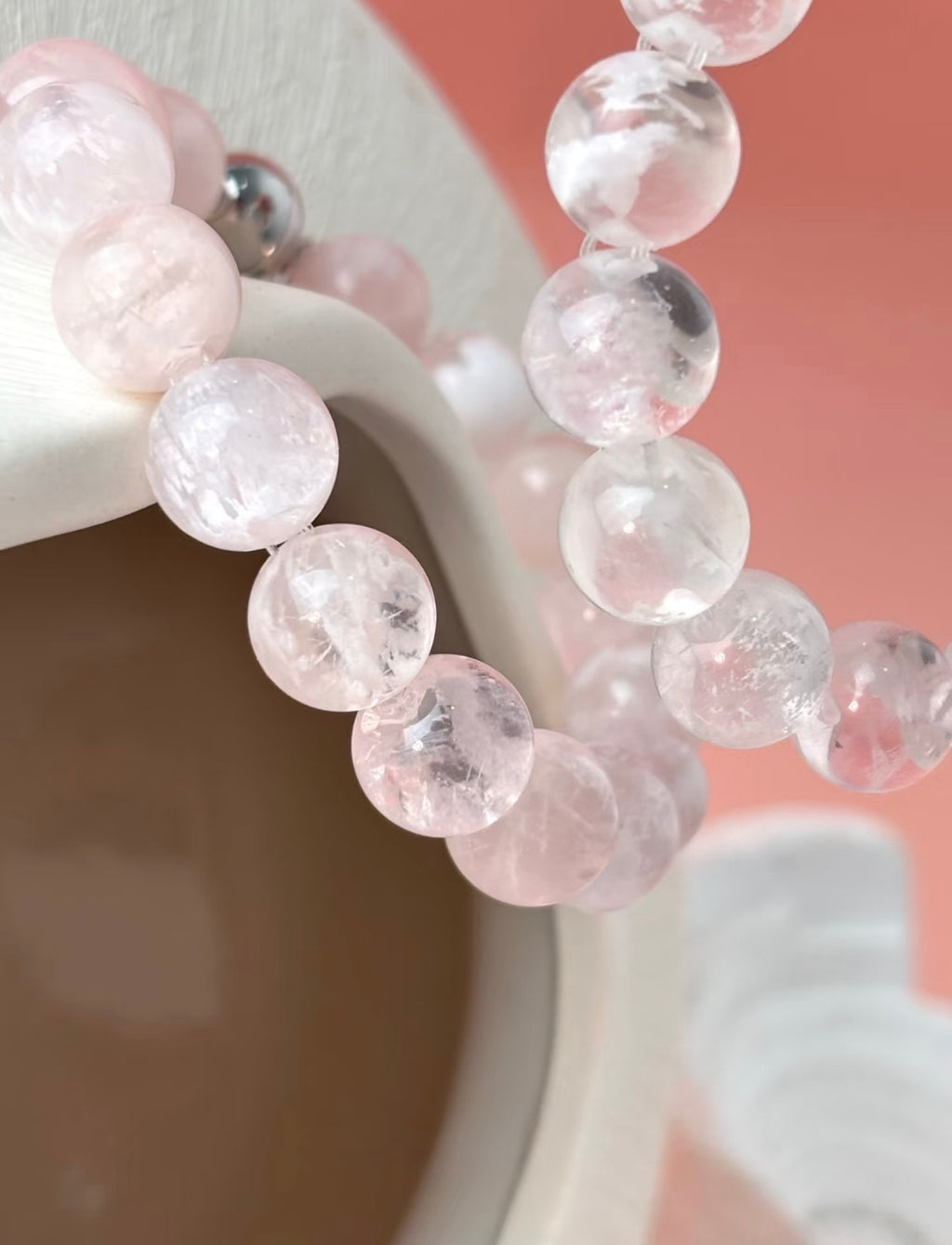Pink Snowflake Phantom Quartz Bracelet