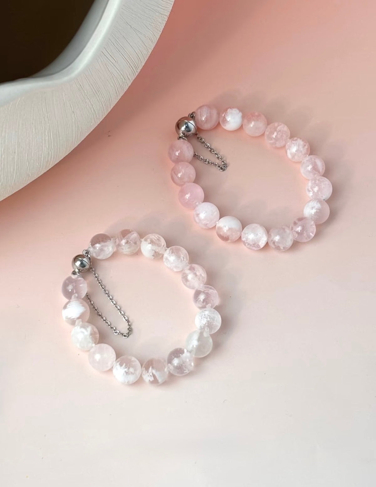 Pink Snowflake Phantom Quartz Bracelet