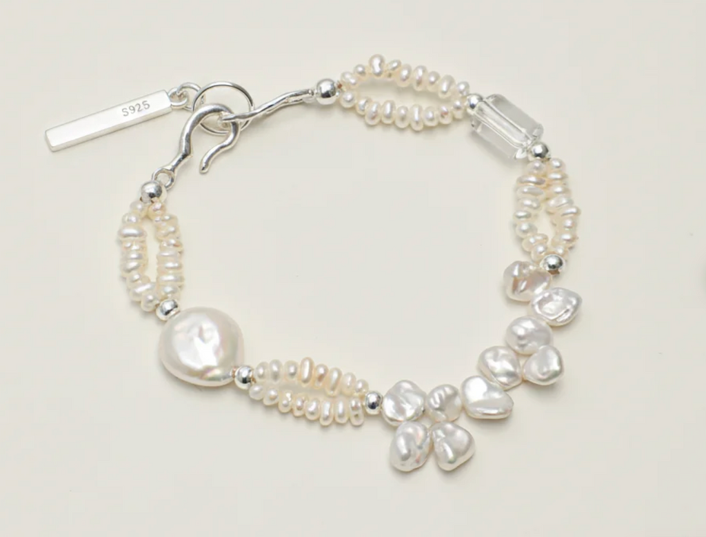 Lunar Harmony Baroque Pearl & Clear Quartz Bracelet