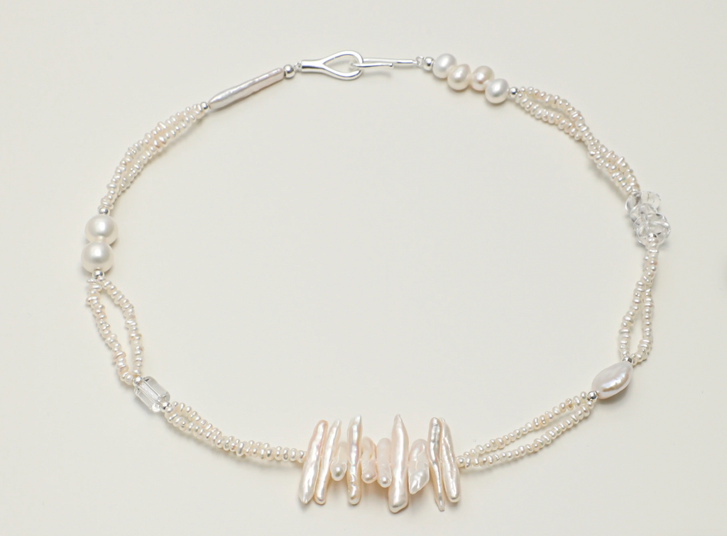 Celestial Flow Baroque Pearl & Clear Quartz Necklace