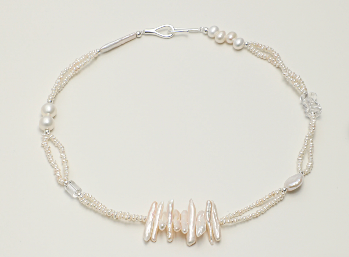 Celestial Flow Baroque Pearl & Clear Quartz Necklace