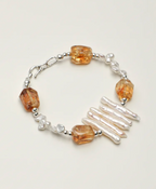 Solar Abundance Brazilian Citrine & Baroque Pearl Bracelet