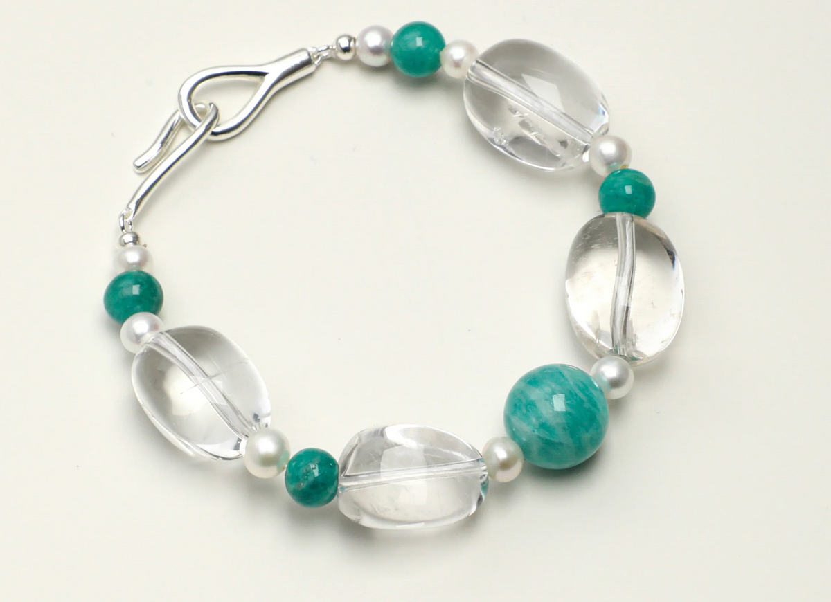 Veridian Resonance Amazonite & Clear Quartz Bracelet