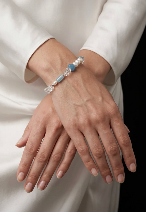 Azure Resonance Lapis Lazuli & Clear Quartz Bracelet