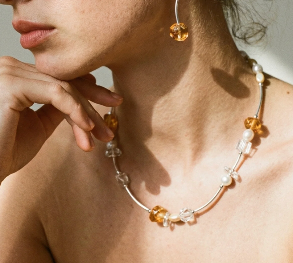 Solar Clarity Brazilian Citrine & Multi-Form Clear Quartz Necklace