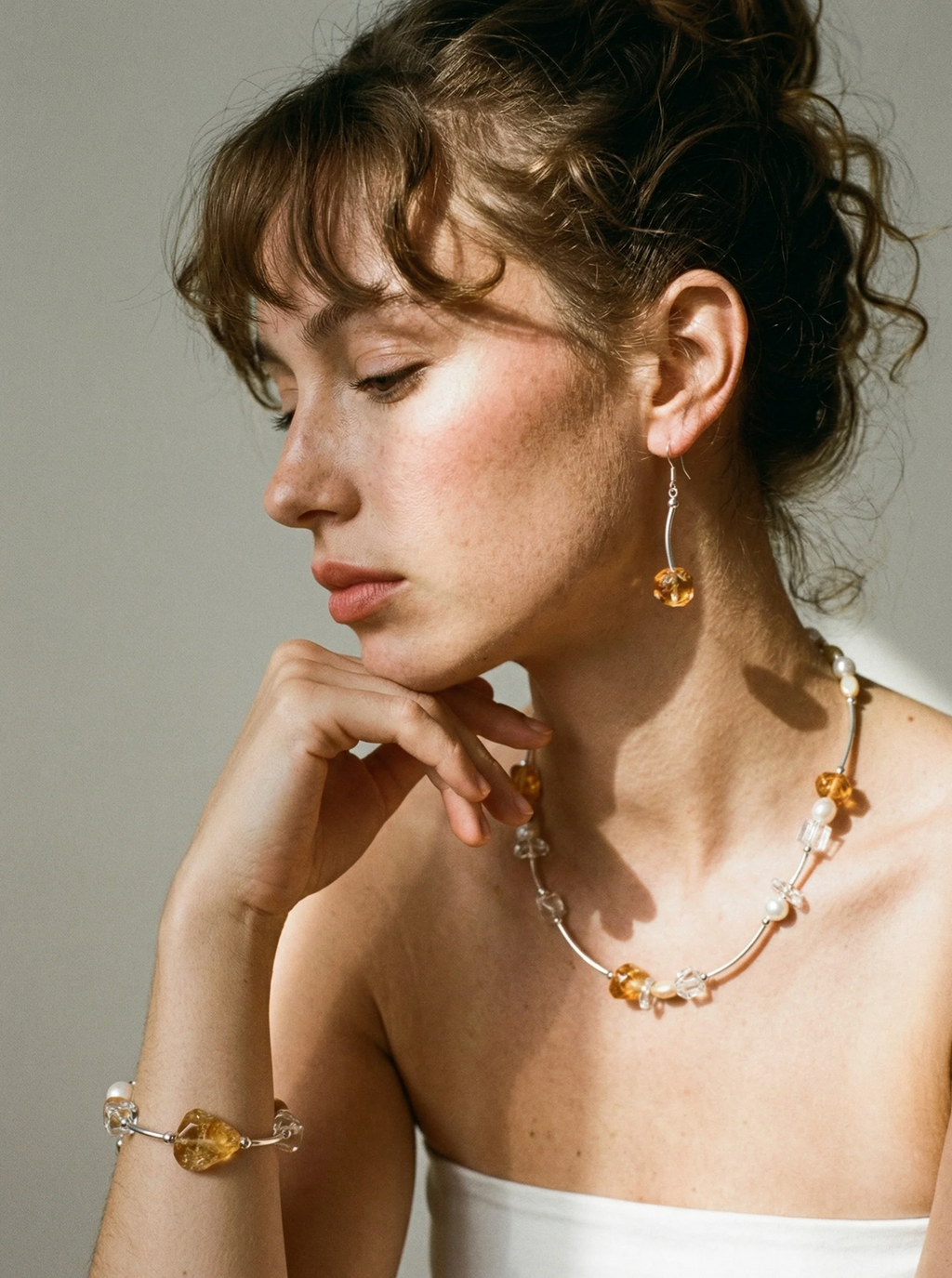 Solar Resonance Citrine & Multi-Form Clear Quartz Bracelet