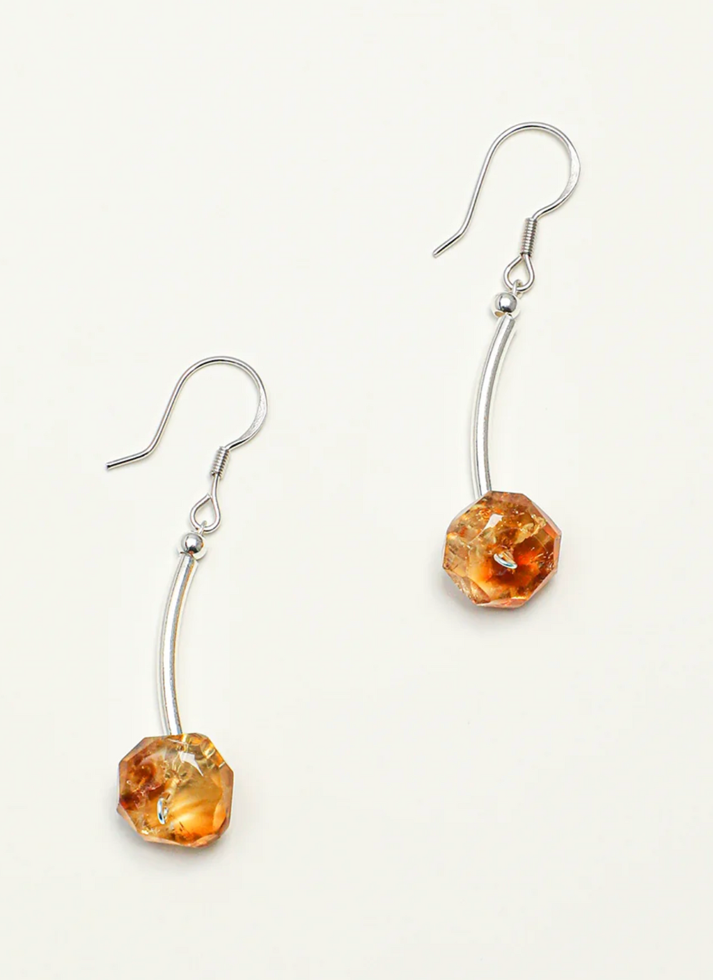 Solar Echo Brazilian Citrine & Sculptural Silver Drop Earrings